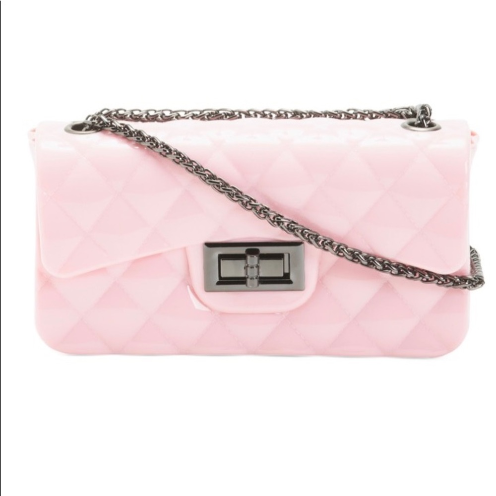 New crossbody light pink shine quilted jelly purse.